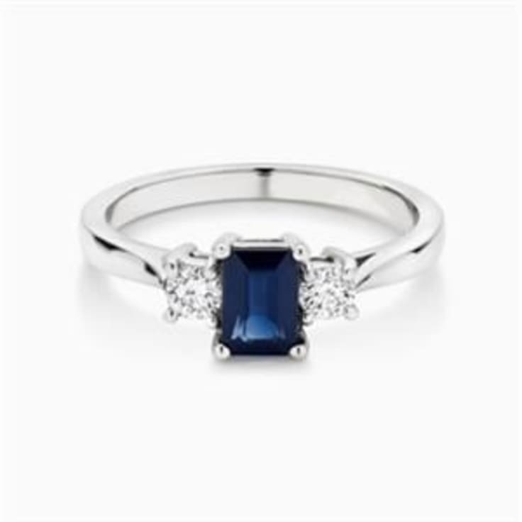 Diamond And Australian Blue Sapphire Ring